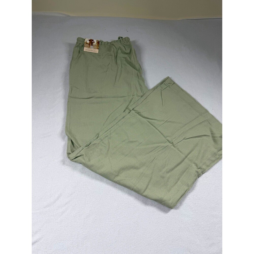 Sincerely Jules Womens Pants XL Green Linen Low Rise Wide Leg Drawstring 414